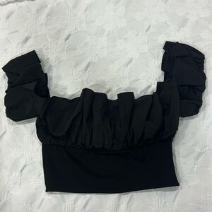 Zara Black Ruffled Top size Medium